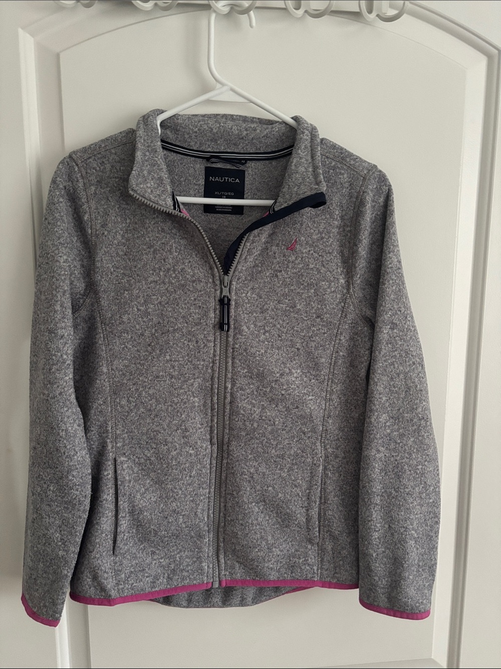 Nautica Girls XL Polar Fleece Jacket Navy Full Zip Lightweight Coat